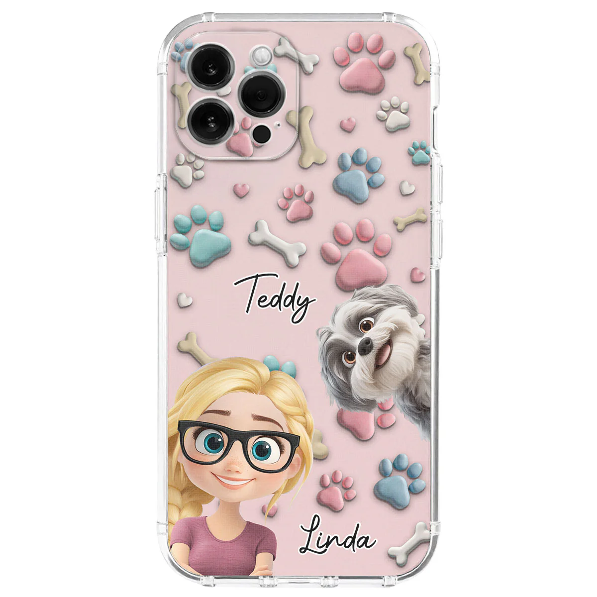 Lovely Dog And Human Cartoon - Personalized Custom Phone Case