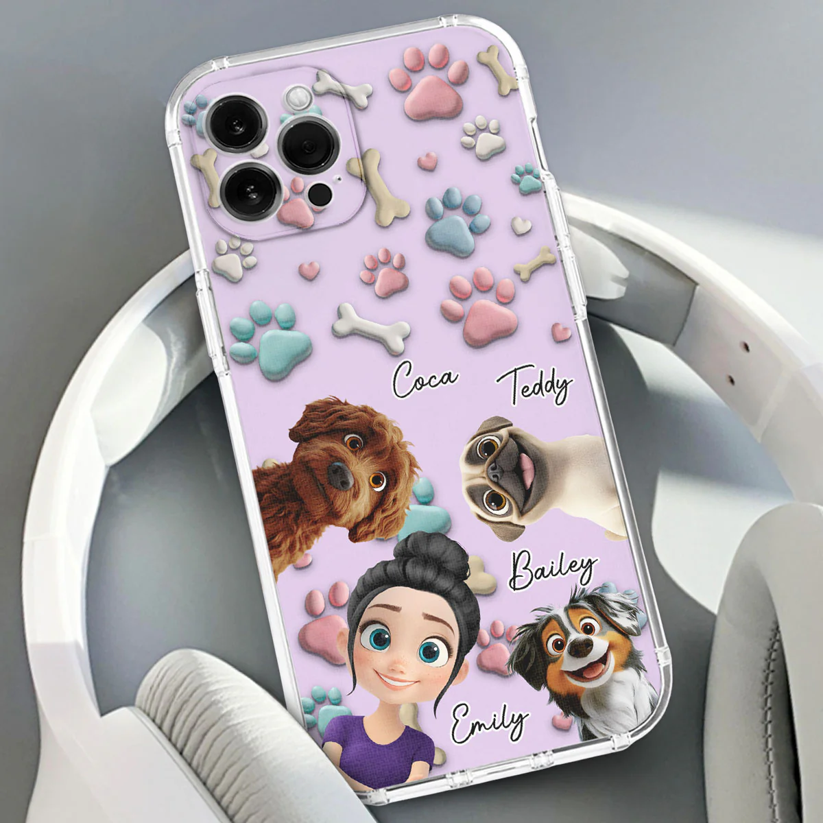 Lovely Dog And Human Cartoon - Personalized Custom Phone Case - Image 2
