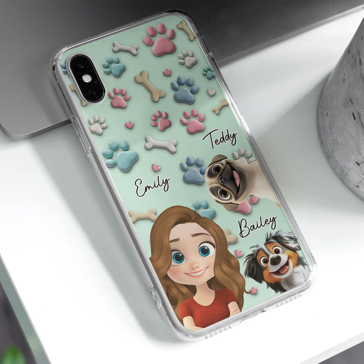 Lovely Dog And Human Cartoon - Personalized Custom Phone Case - Image 3