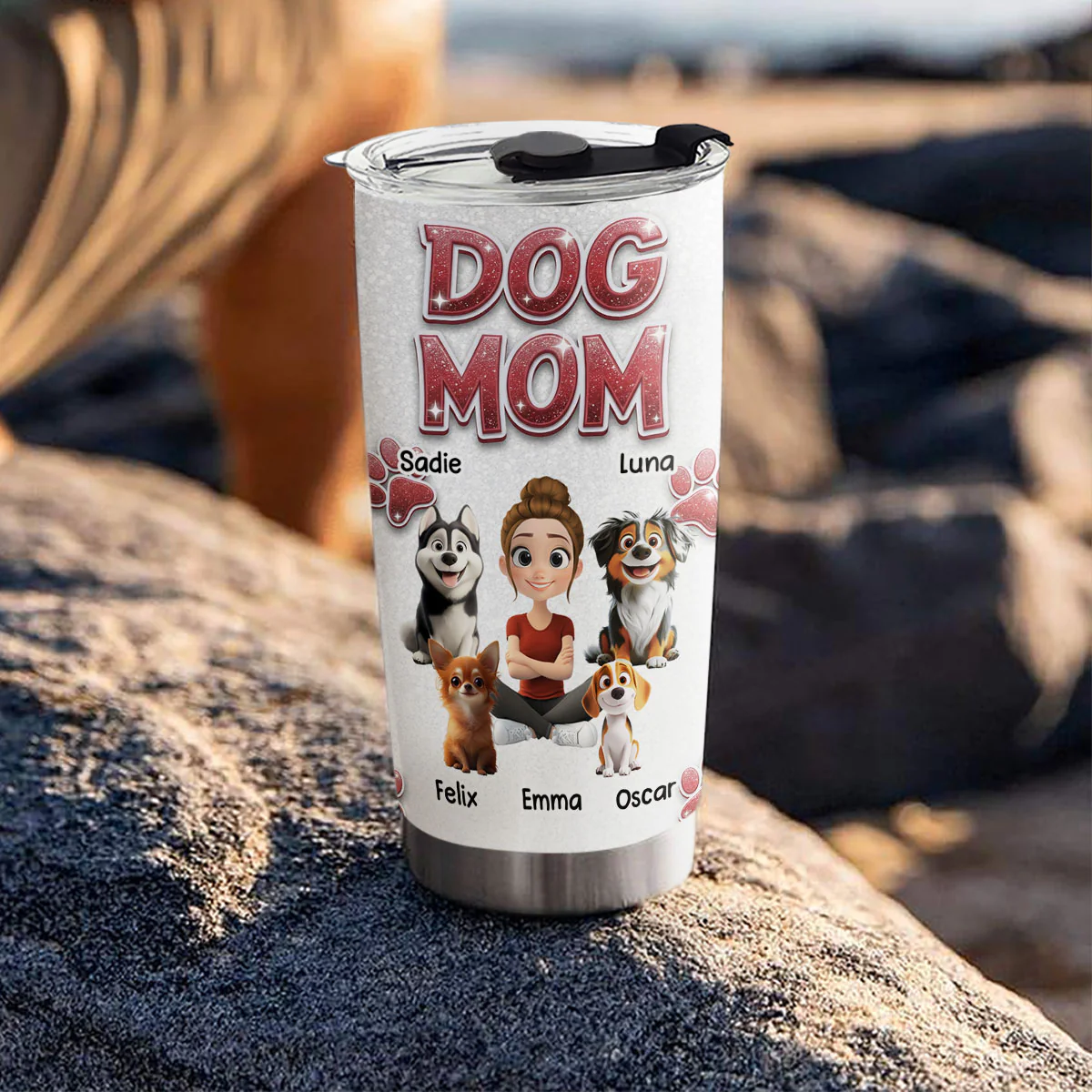 Lovely Dog And Mom Mum - Personalized Custom Tumbler - Image 2