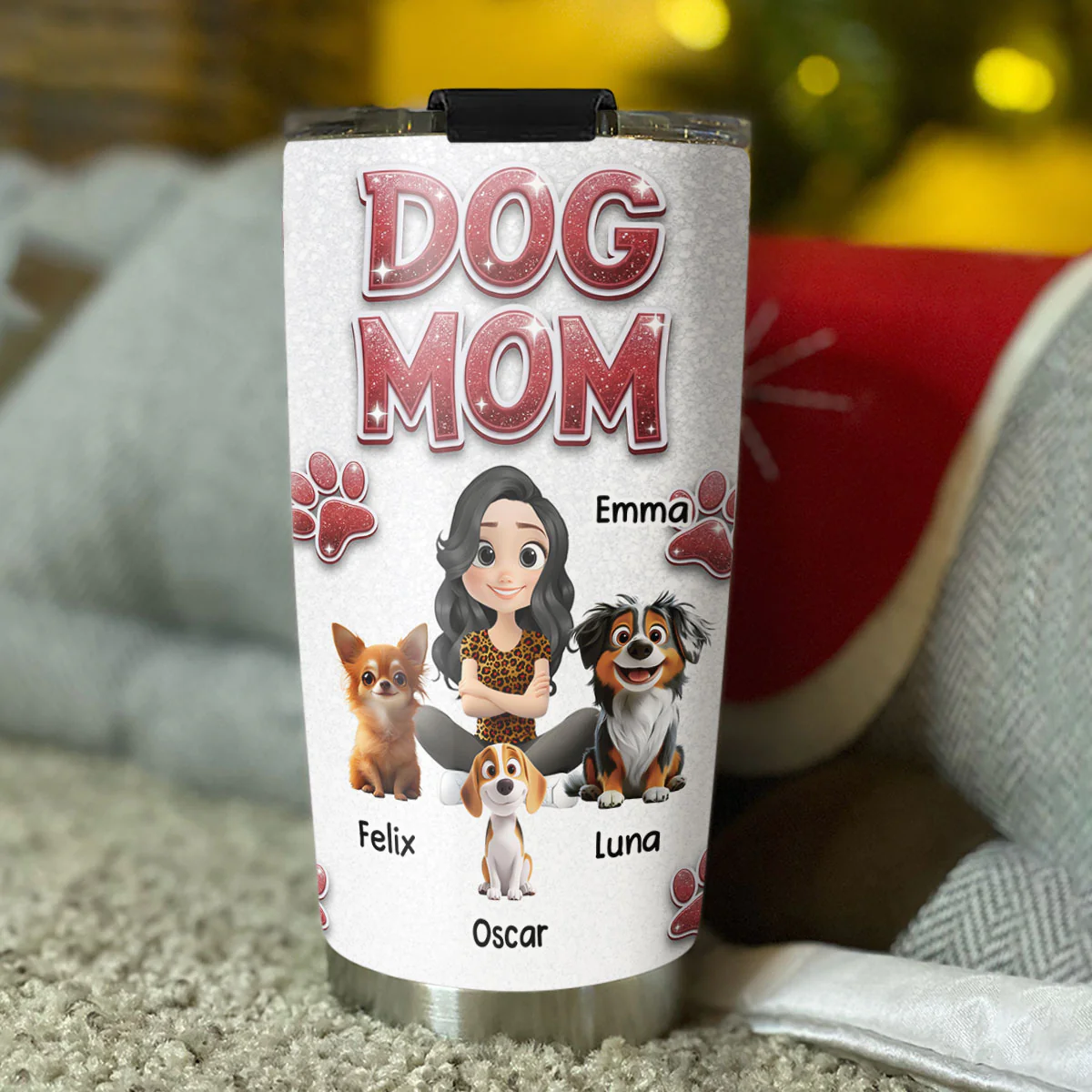 Lovely Dog And Mom Mum - Personalized Custom Tumbler - Image 3