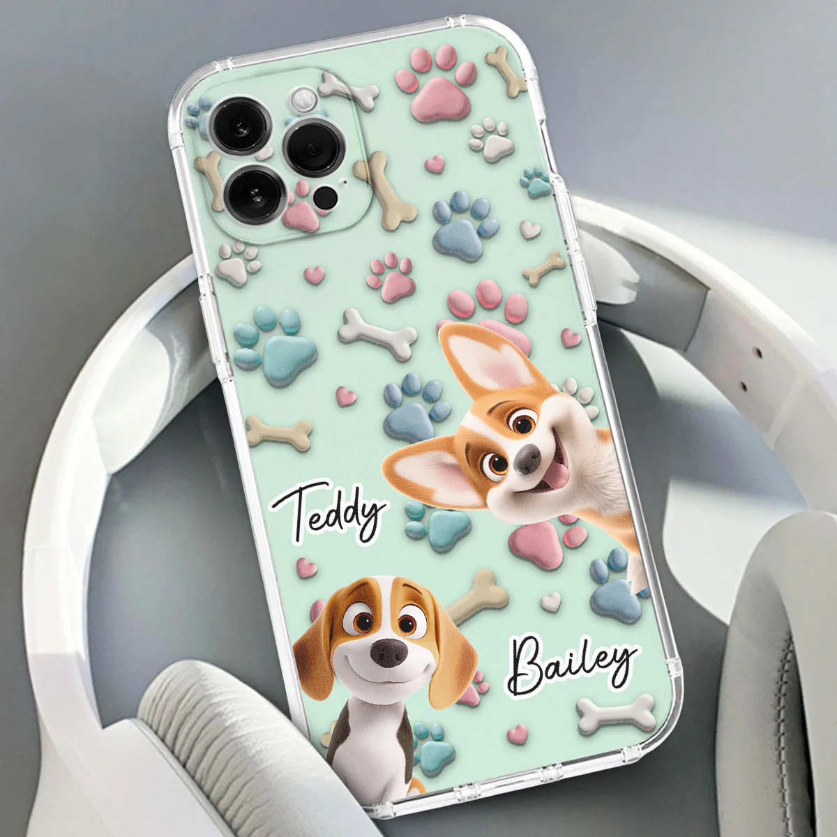 Lovely Dog Cartoon Version 2 - Personalized Custom Phone Case - Image 3