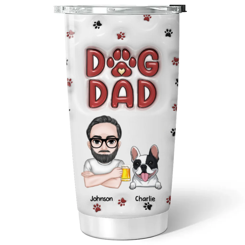 Lovely Dog Dad - Personalized Custom 3D Inflated Effect Tumbler - Image 5