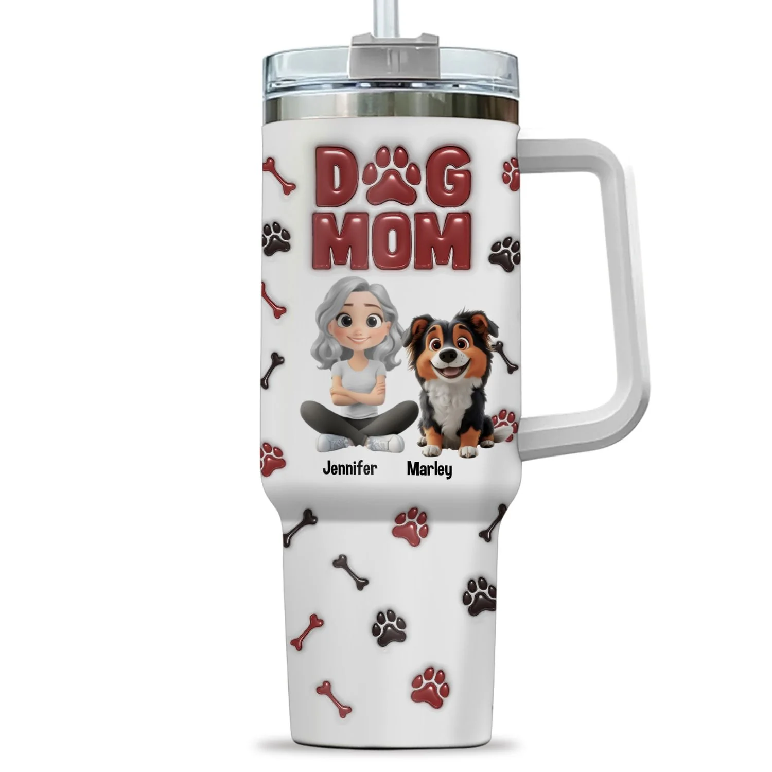 Lovely Dog Mama - Personalized Custom 3D Inflated Effect Tumbler - Image 11
