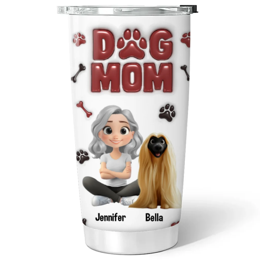 Lovely Dog Mama - Personalized Custom 3D Inflated Effect Tumbler - Image 5