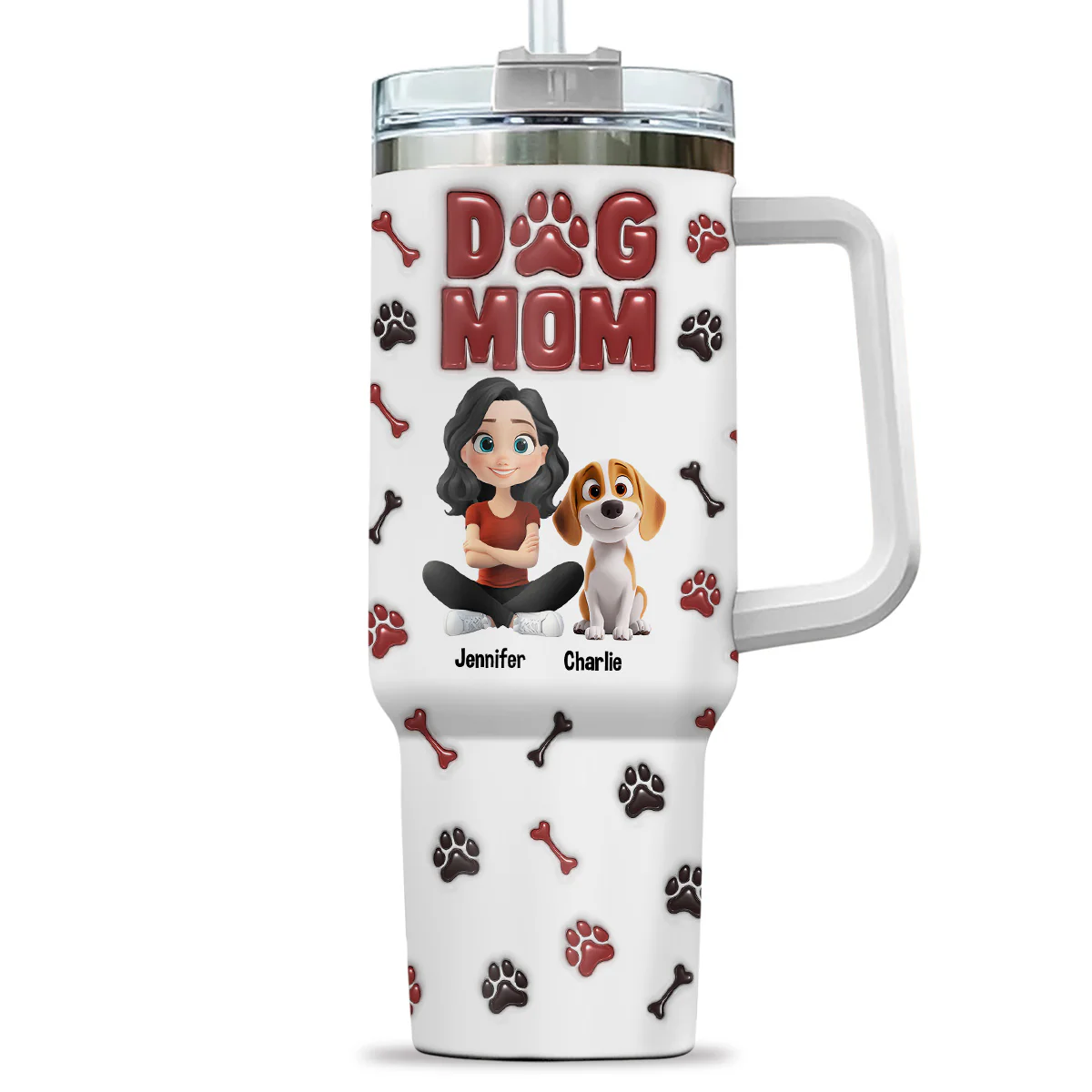 Lovely Dog Mama - Personalized Custom 3D Inflated Effect Tumbler - Image 6