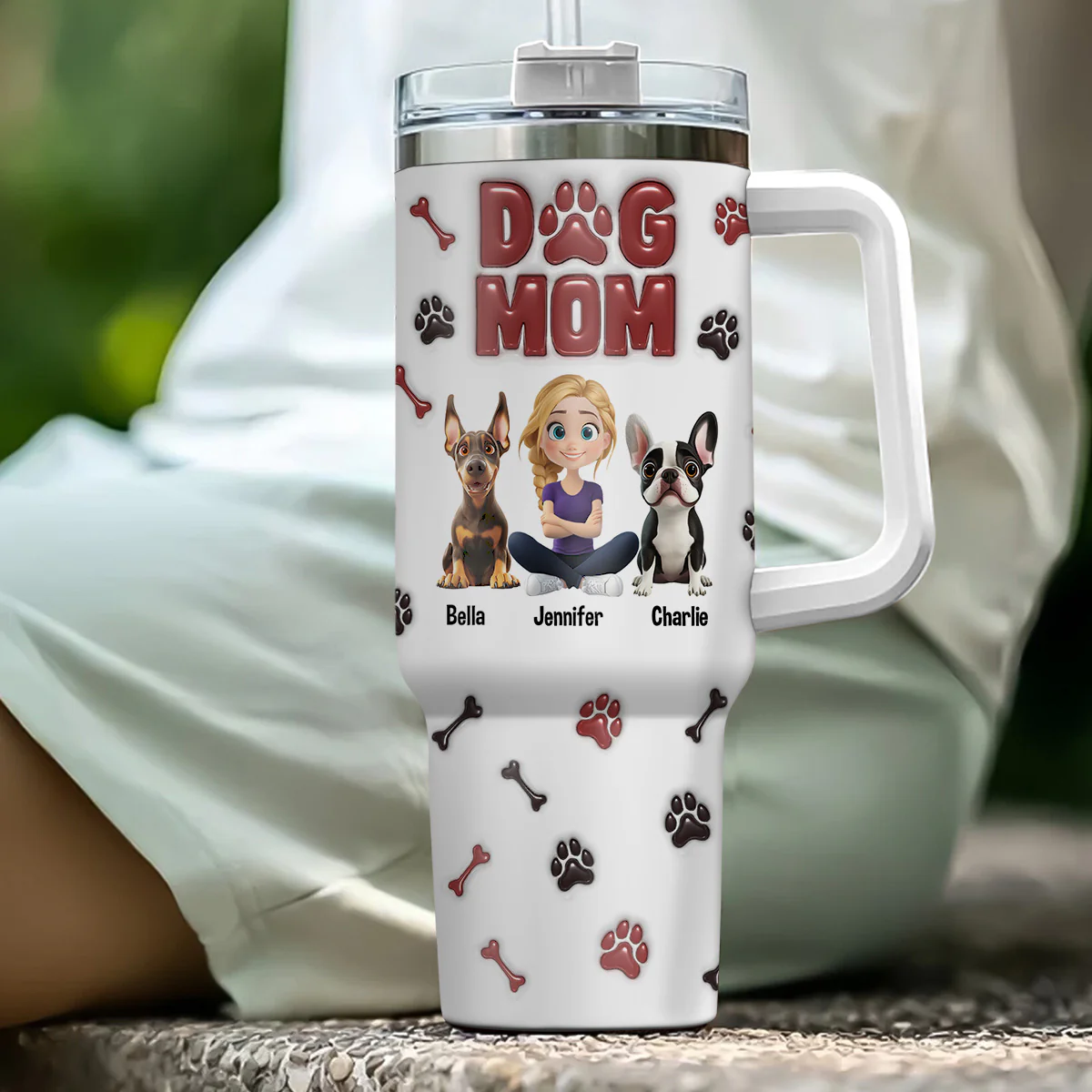 Lovely Dog Mama - Personalized Custom 3D Inflated Effect Tumbler - Image 7