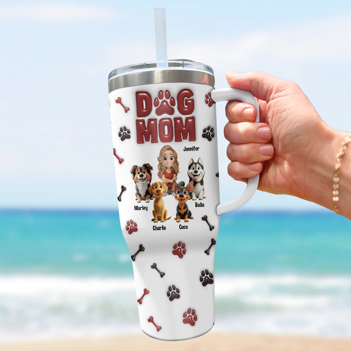 Lovely Dog Mama - Personalized Custom 3D Inflated Effect Tumbler - Image 9