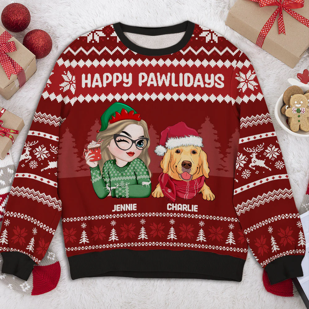 Lovely Dog Mom Dad Christmas - Personalized Custom All-Over-Print Sweatshirt