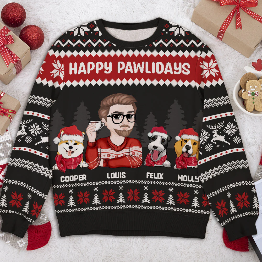 Lovely Dog Mom Dad Christmas - Personalized Custom All-Over-Print Sweatshirt - Image 3