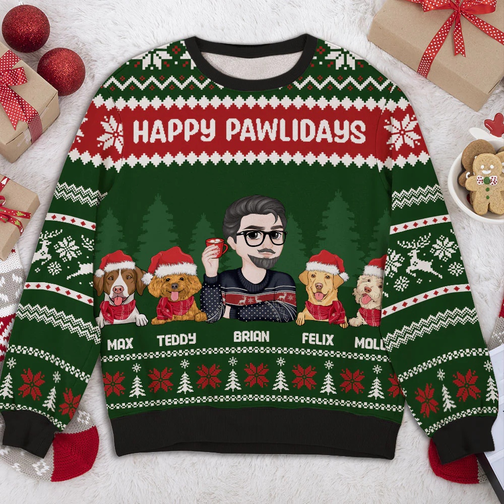 Lovely Dog Mom Dad Christmas - Personalized Custom All-Over-Print Sweatshirt - Image 4