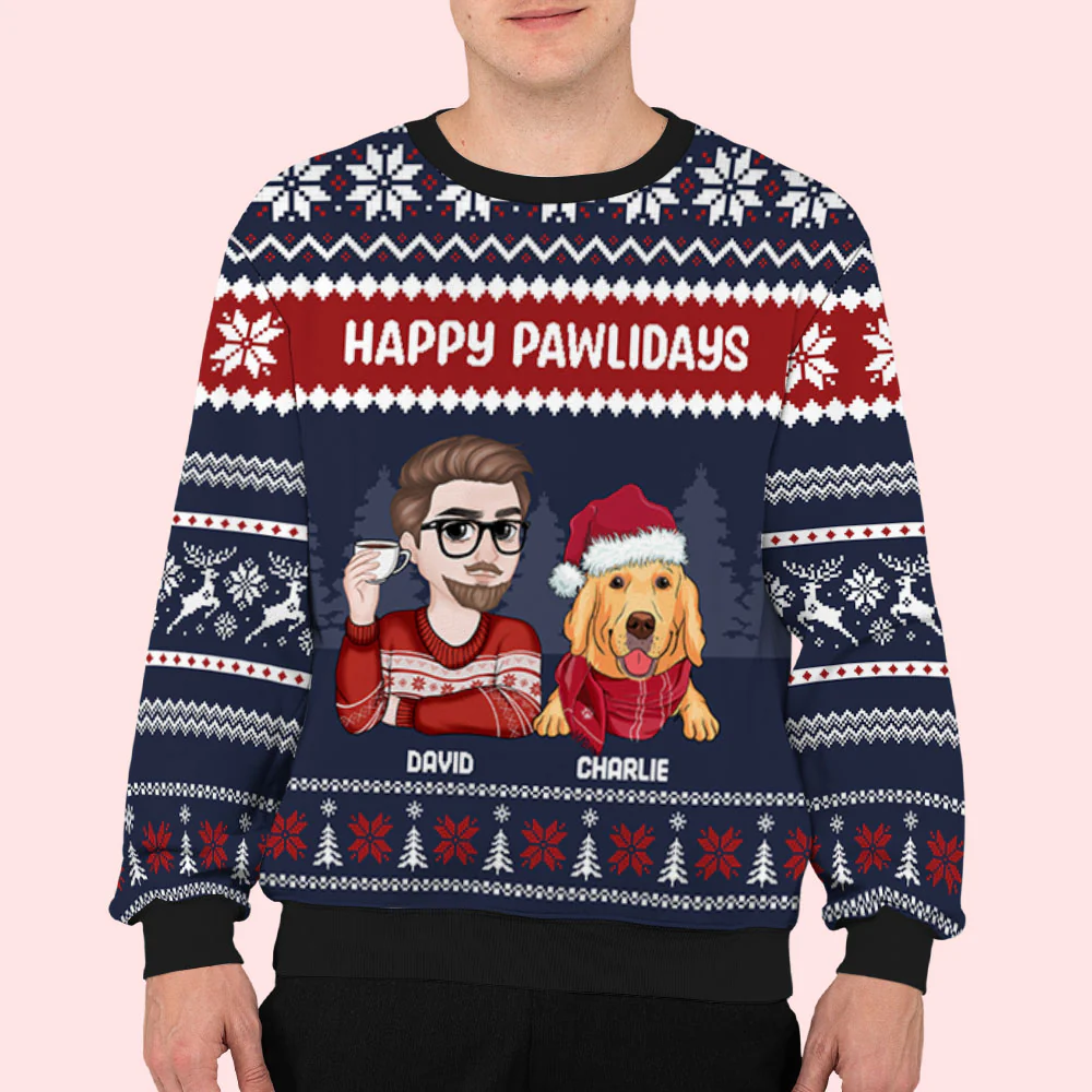 Lovely Dog Mom Dad Christmas - Personalized Custom All-Over-Print Sweatshirt - Image 5