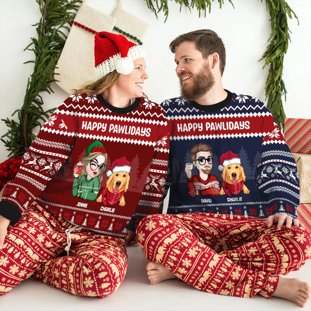 Lovely Dog Mom Dad Christmas - Personalized Custom All-Over-Print Sweatshirt - Image 6