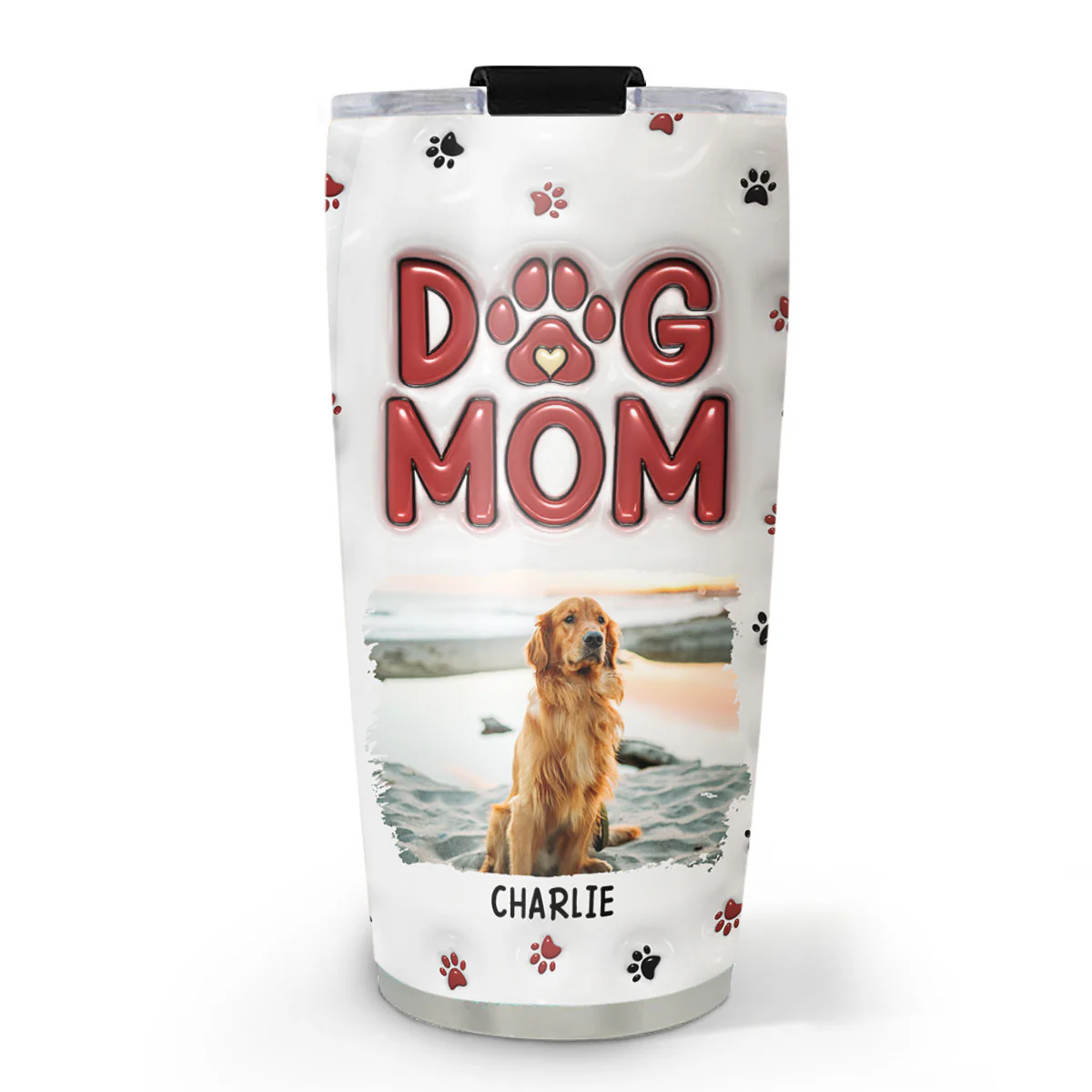 Lovely Dog Mom New Style Photo - Personalized Custom 3D Inflated Effect Tumbler
