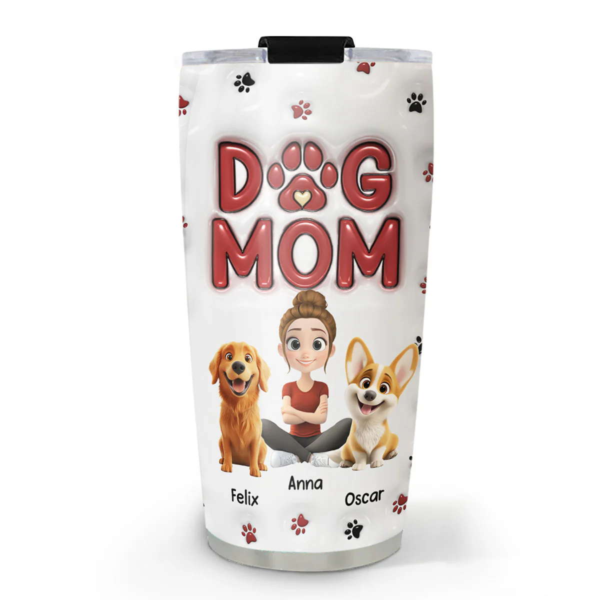 Lovely Dog Mom New Style - Personalized Custom 3D Inflated Effect Tumbler