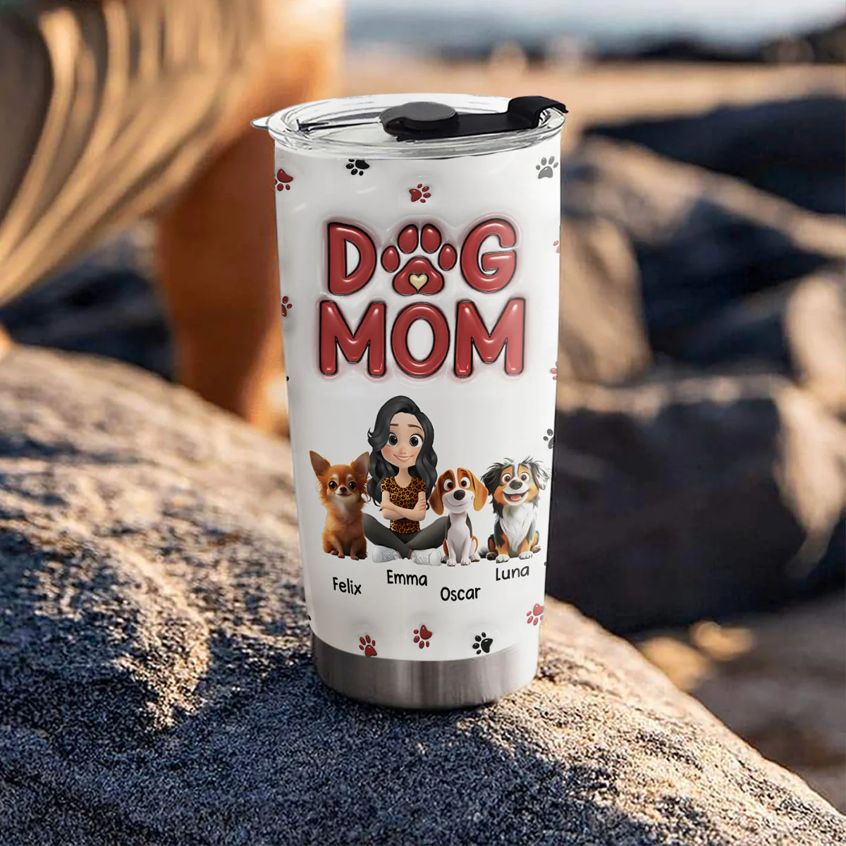 Lovely Dog Mom New Style - Personalized Custom 3D Inflated Effect Tumbler - Image 2