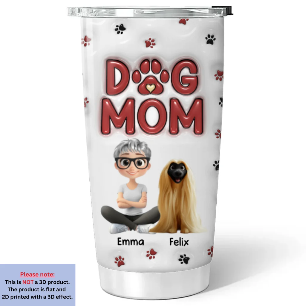 Lovely Dog Mom New Style - Personalized Custom 3D Inflated Effect Tumbler - Image 5