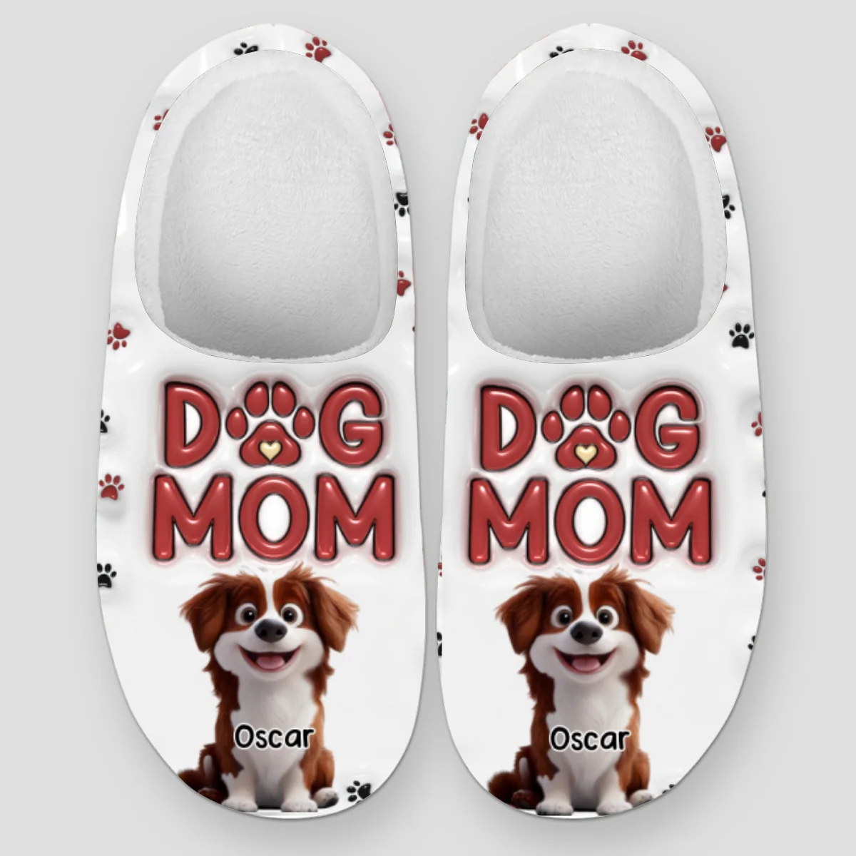 Lovely Dog Mom Slippers - Personalized Custom Plush Slippers - Image 5