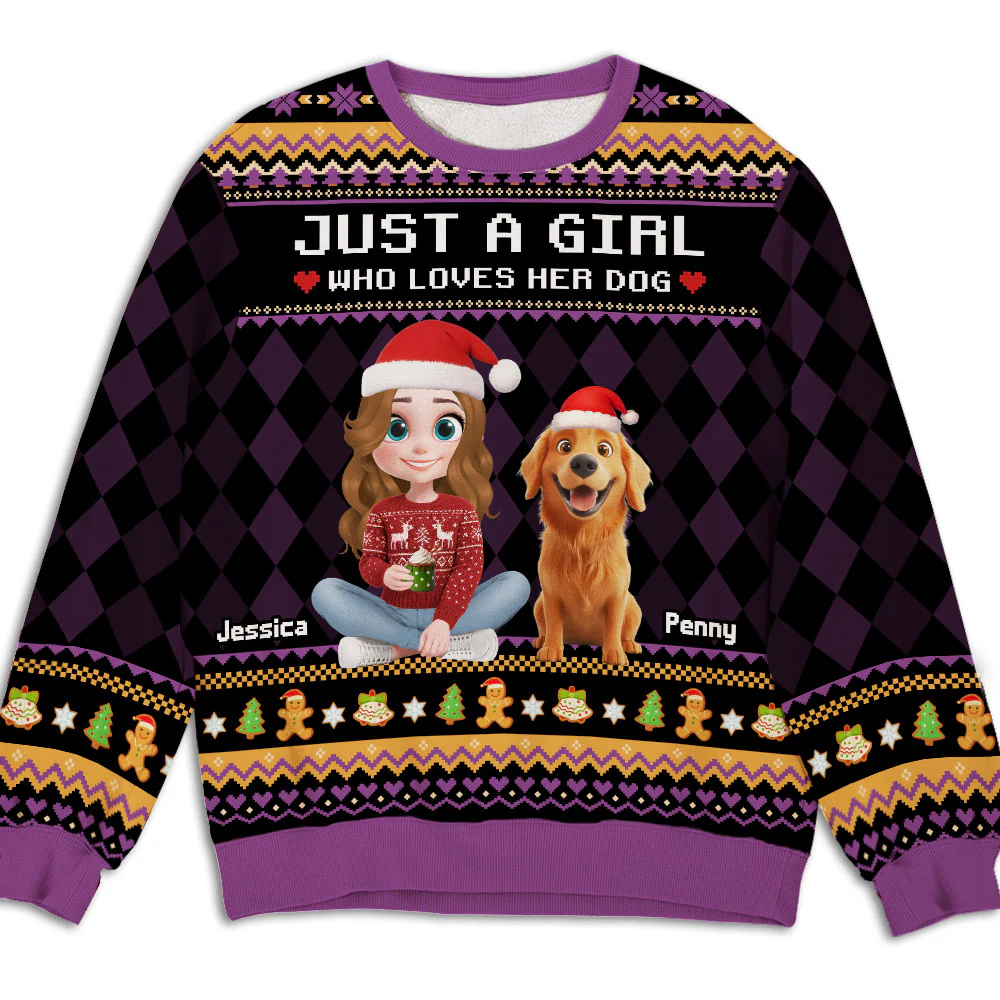 Lovely Dogs And Human Christmas - Personalized Custom All-Over-Print Sweatshirt