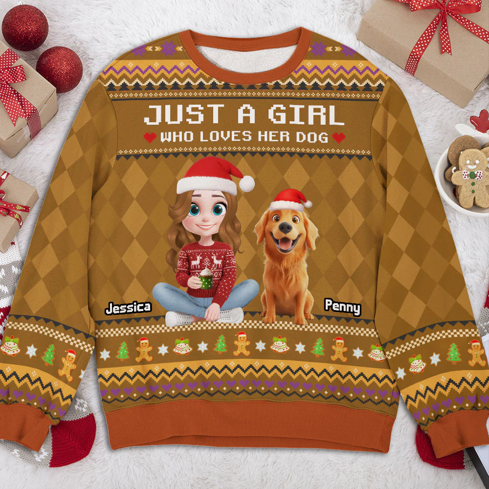 Lovely Dogs And Human Christmas - Personalized Custom All-Over-Print Sweatshirt - Image 2