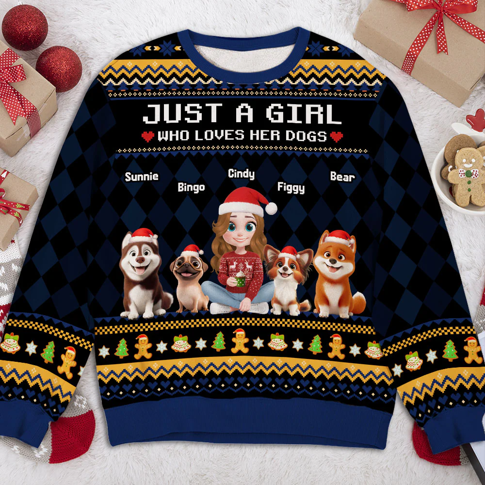 Lovely Dogs And Human Christmas - Personalized Custom All-Over-Print Sweatshirt - Image 3