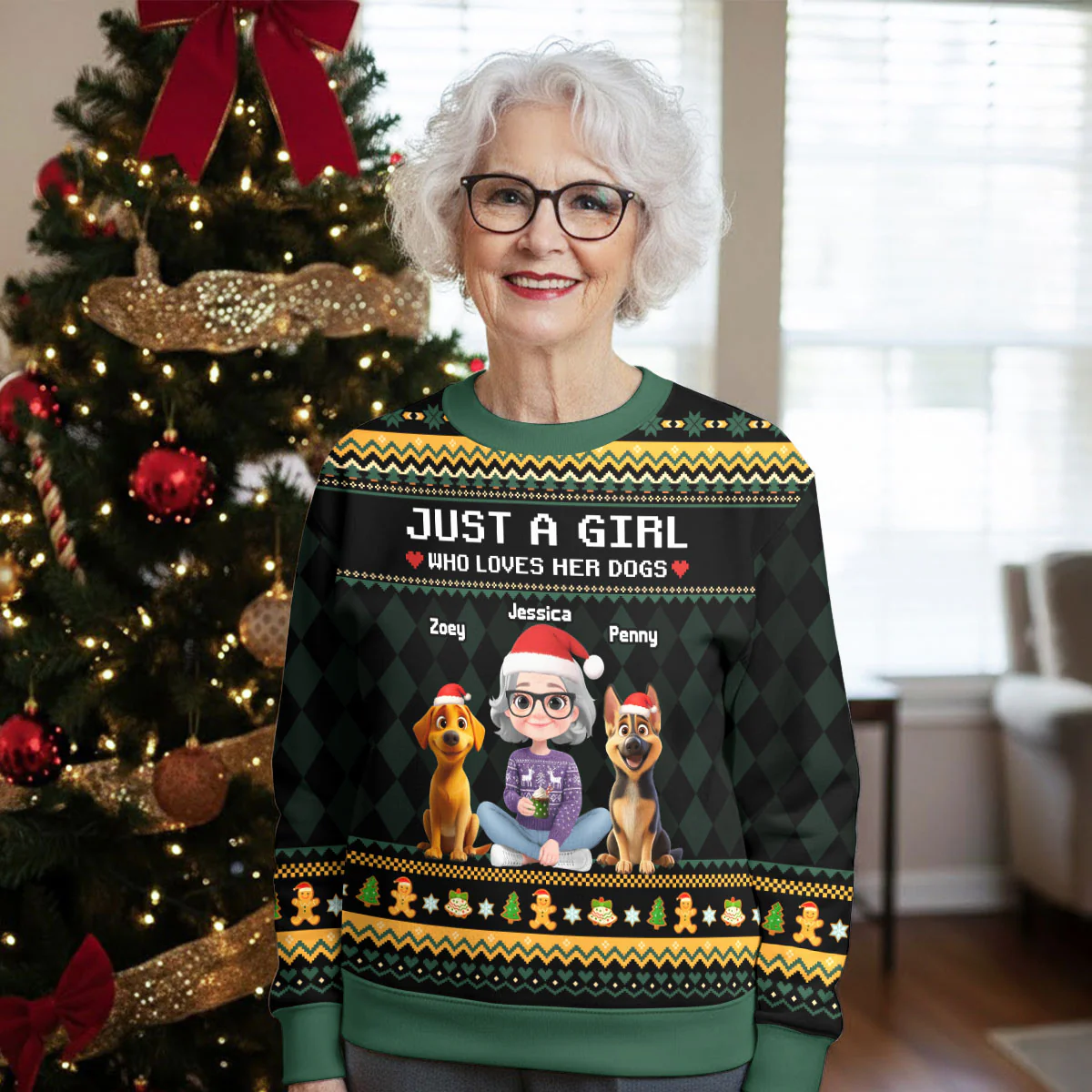 Lovely Dogs And Human Christmas - Personalized Custom All-Over-Print Sweatshirt - Image 4