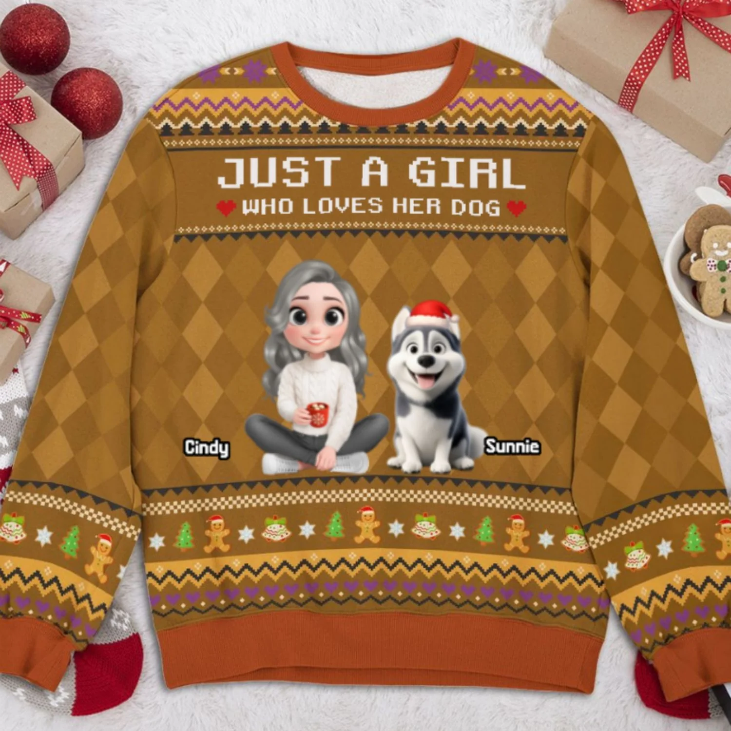 Lovely Dogs And Human Christmas - Personalized Custom All-Over-Print Sweatshirt - Image 7