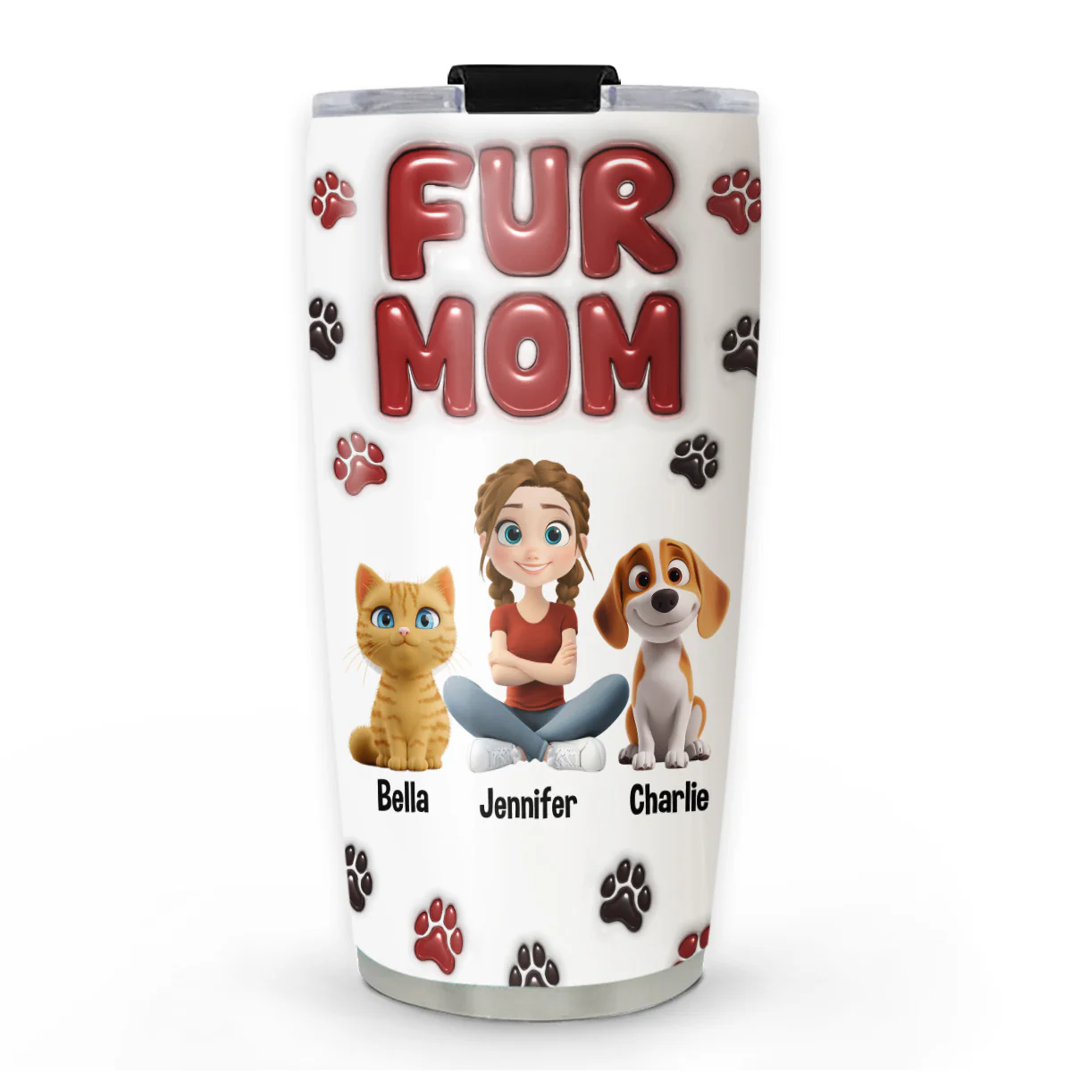 Lovely Fur Mama - Personalized Custom 3D Inflated Effect Tumbler