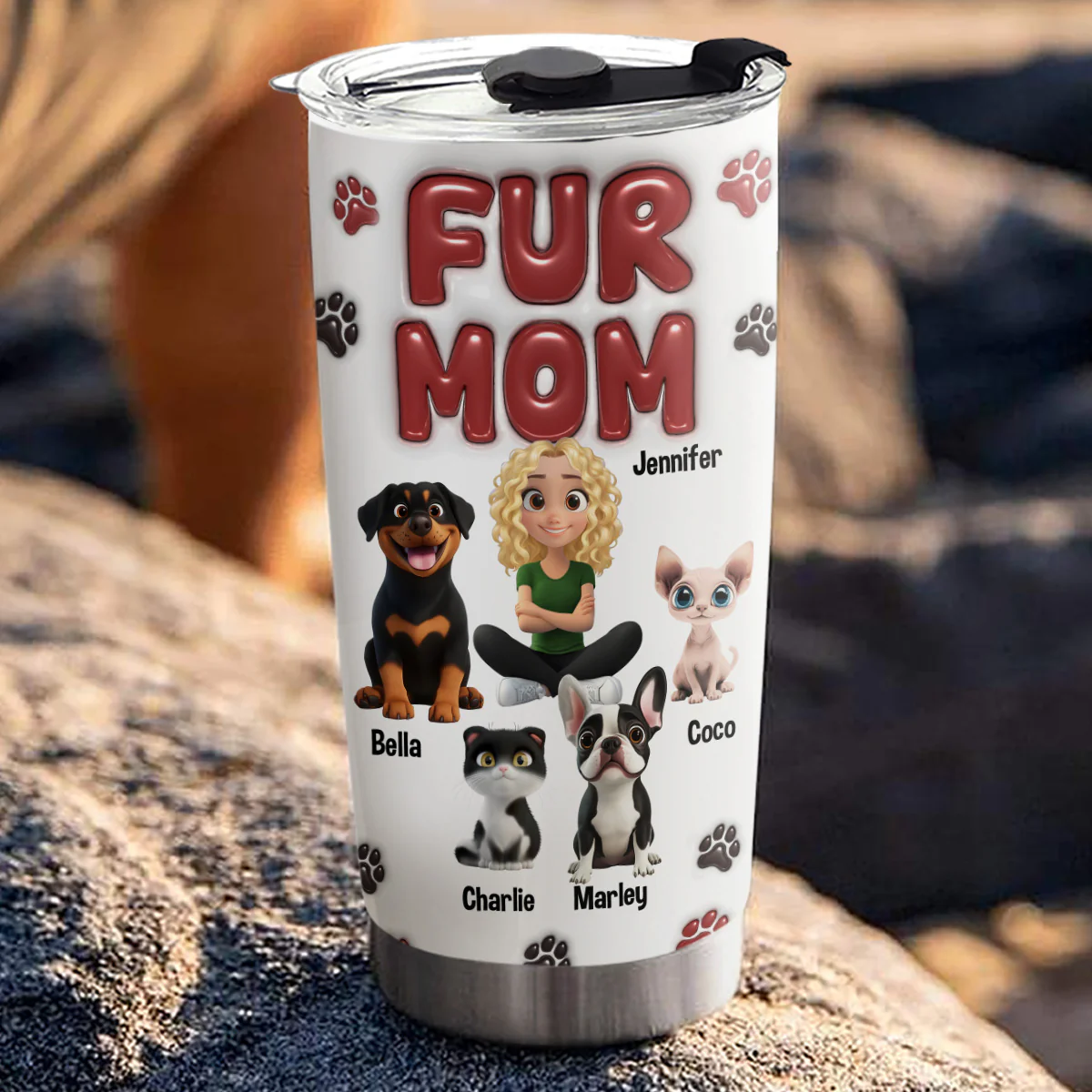 Lovely Fur Mama - Personalized Custom 3D Inflated Effect Tumbler - Image 3