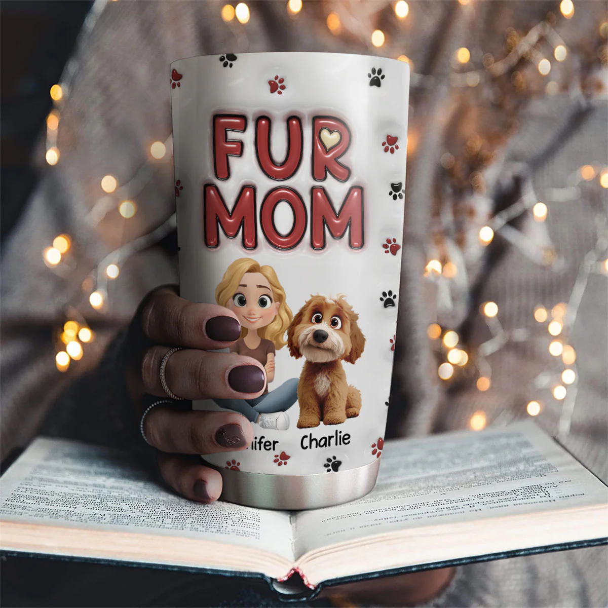 Lovely Fur Mom New Style - Personalized Custom 3D Inflated Effect Tumbler - Image 4