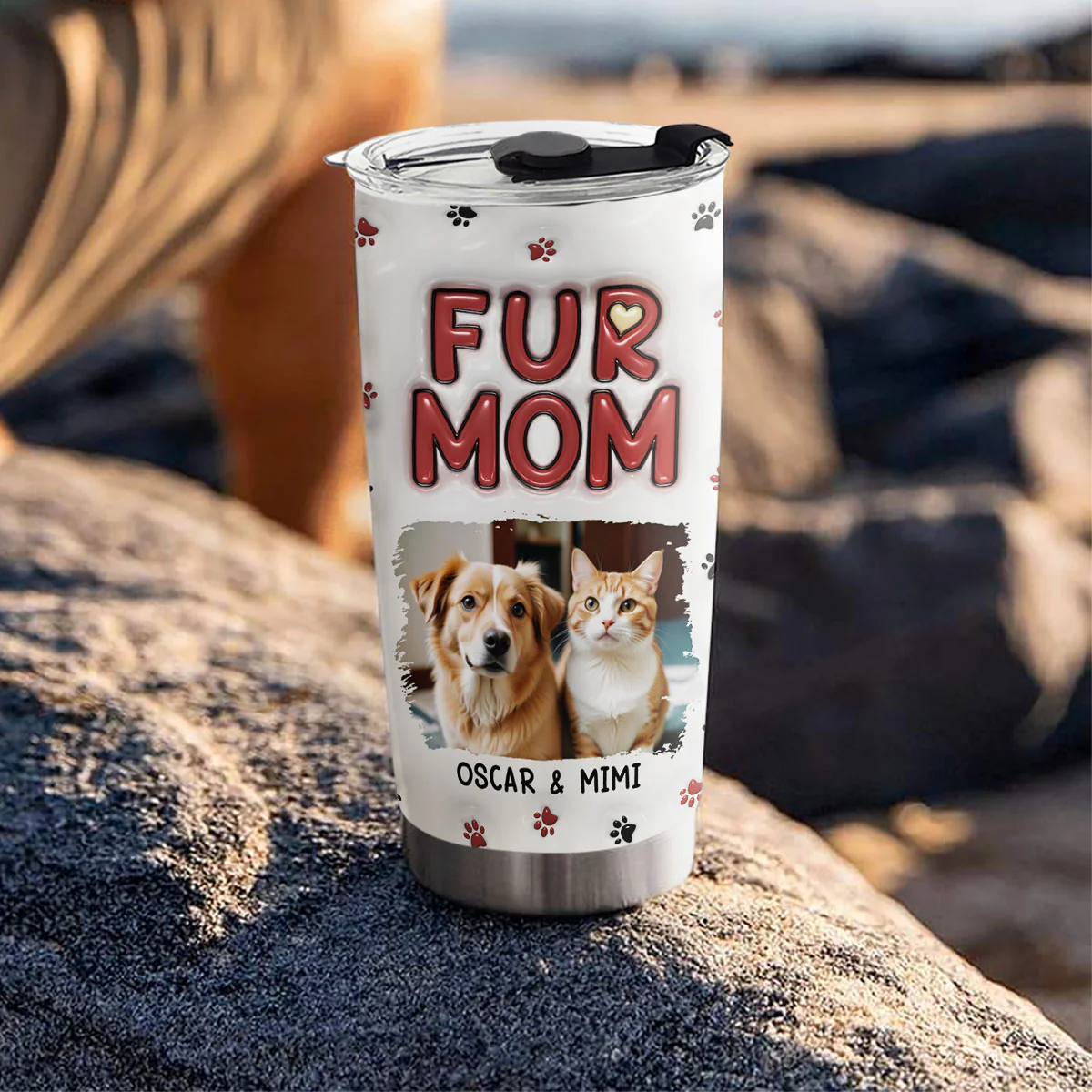 Lovely Fur Mom New Style Photo - Personalized Custom 3D Inflated Effect Tumbler - Image 3