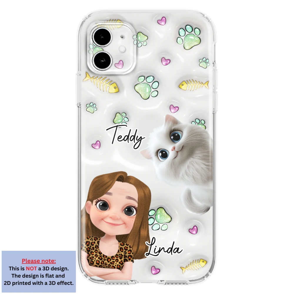 Lovely Human And Her Cats - Personalized Custom 3D Inflated Effect Phone Case - Image 10