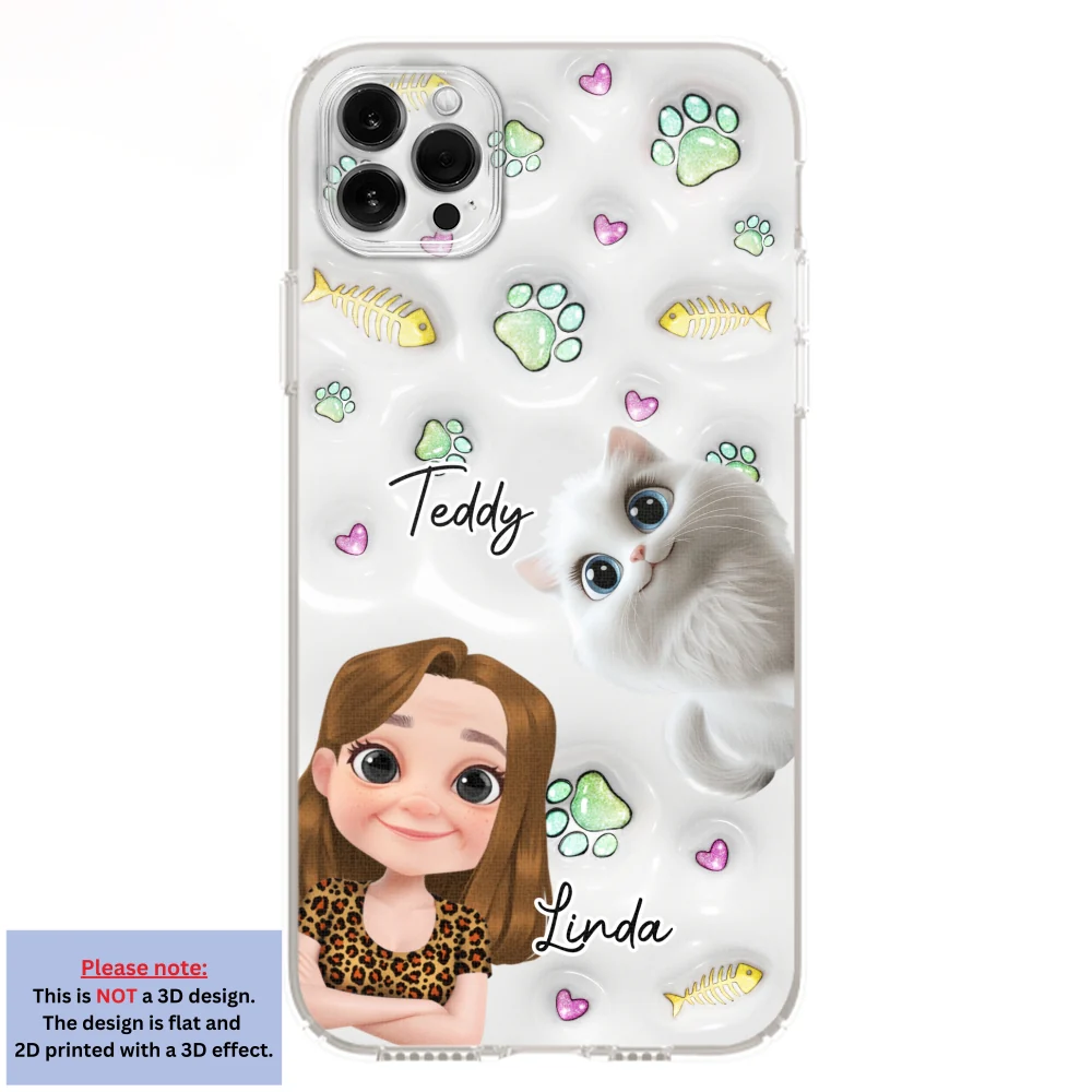 Lovely Human And Her Cats - Personalized Custom 3D Inflated Effect Phone Case - Image 11