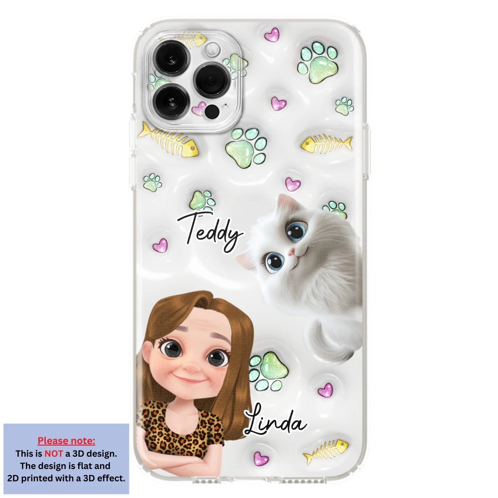 Lovely Human And Her Cats - Personalized Custom 3D Inflated Effect Phone Case - Image 12