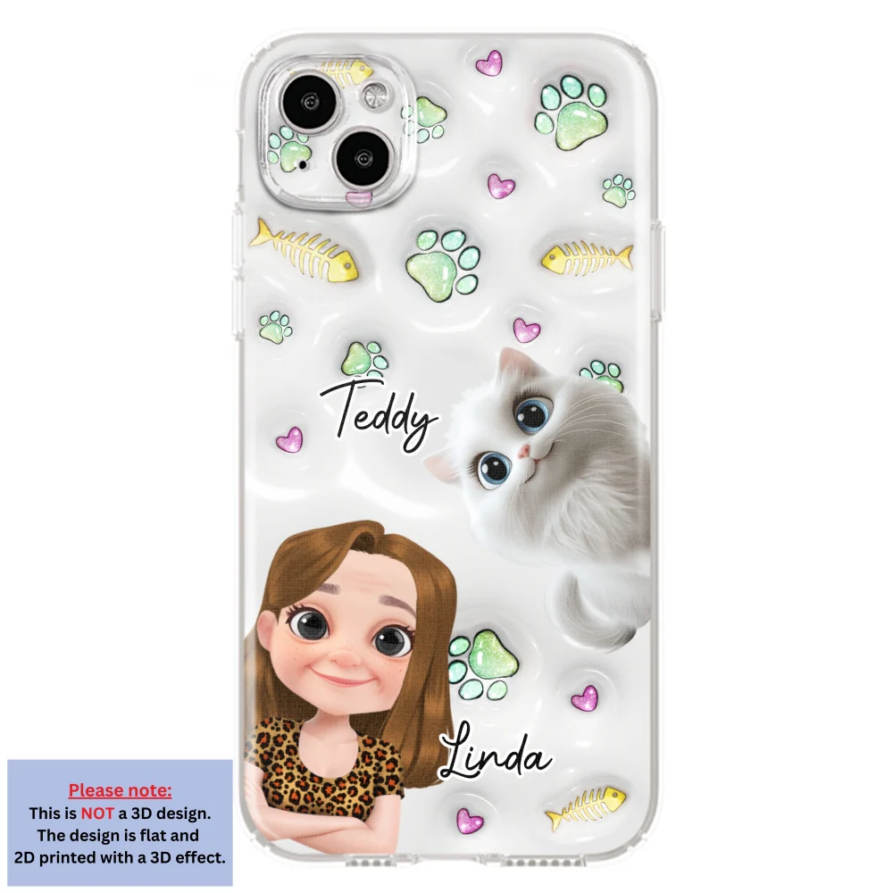 Lovely Human And Her Cats - Personalized Custom 3D Inflated Effect Phone Case - Image 13