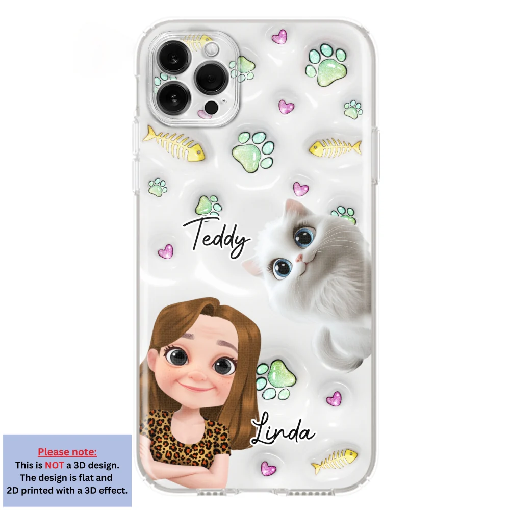 Lovely Human And Her Cats - Personalized Custom 3D Inflated Effect Phone Case - Image 14