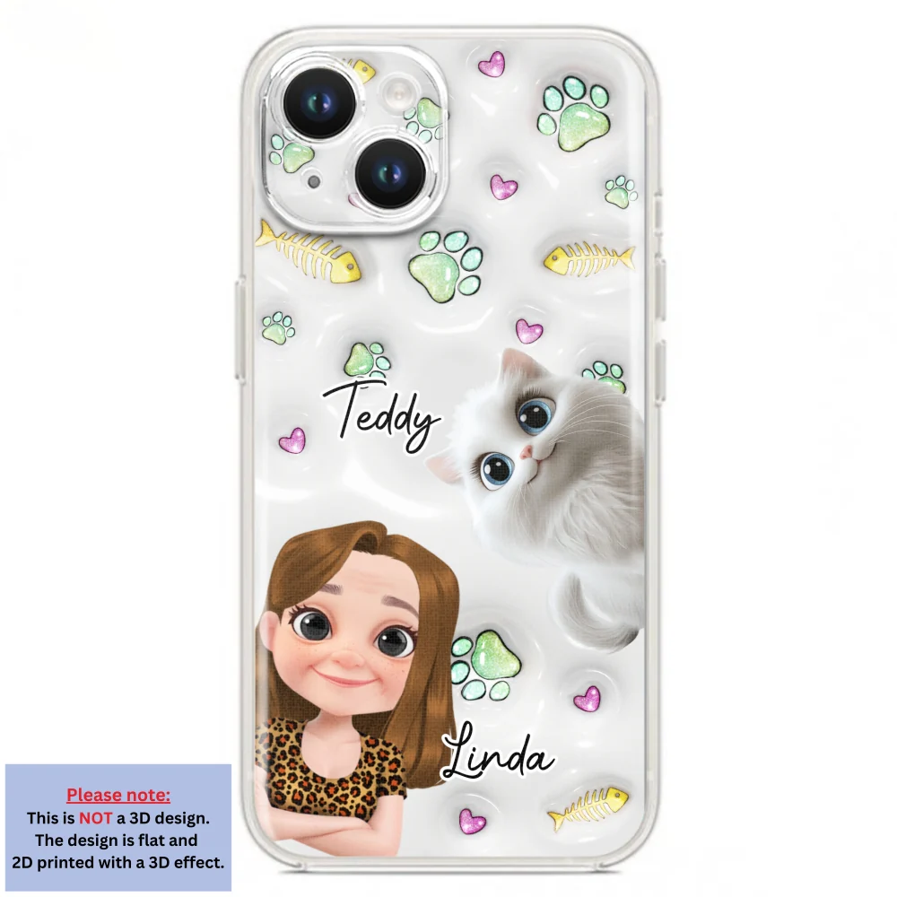 Lovely Human And Her Cats - Personalized Custom 3D Inflated Effect Phone Case - Image 16