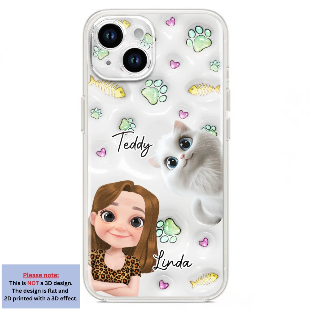 Lovely Human And Her Cats - Personalized Custom 3D Inflated Effect Phone Case - Image 17