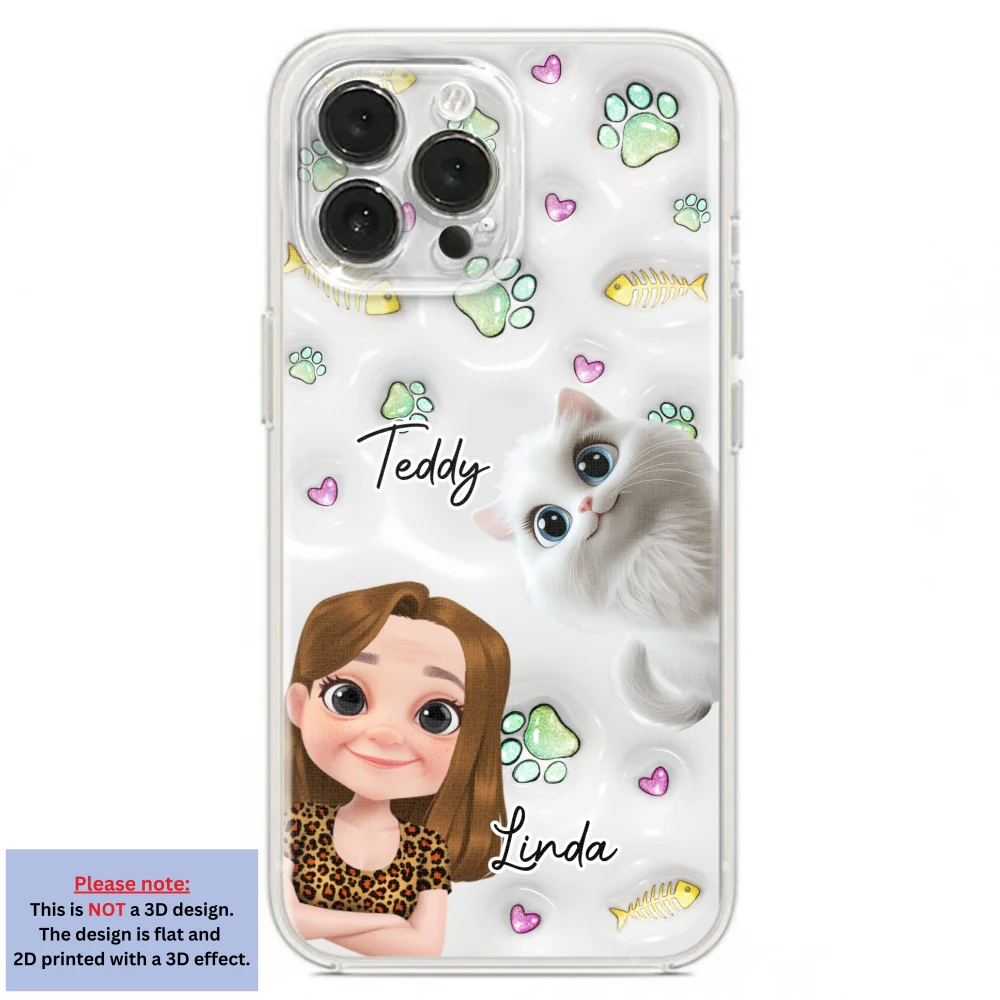 Lovely Human And Her Cats - Personalized Custom 3D Inflated Effect Phone Case - Image 19