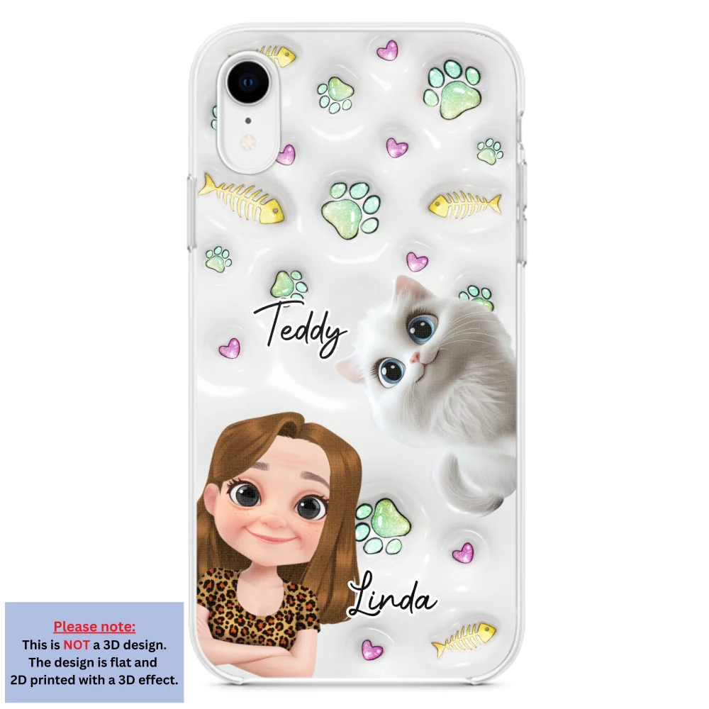 Lovely Human And Her Cats - Personalized Custom 3D Inflated Effect Phone Case - Image 22
