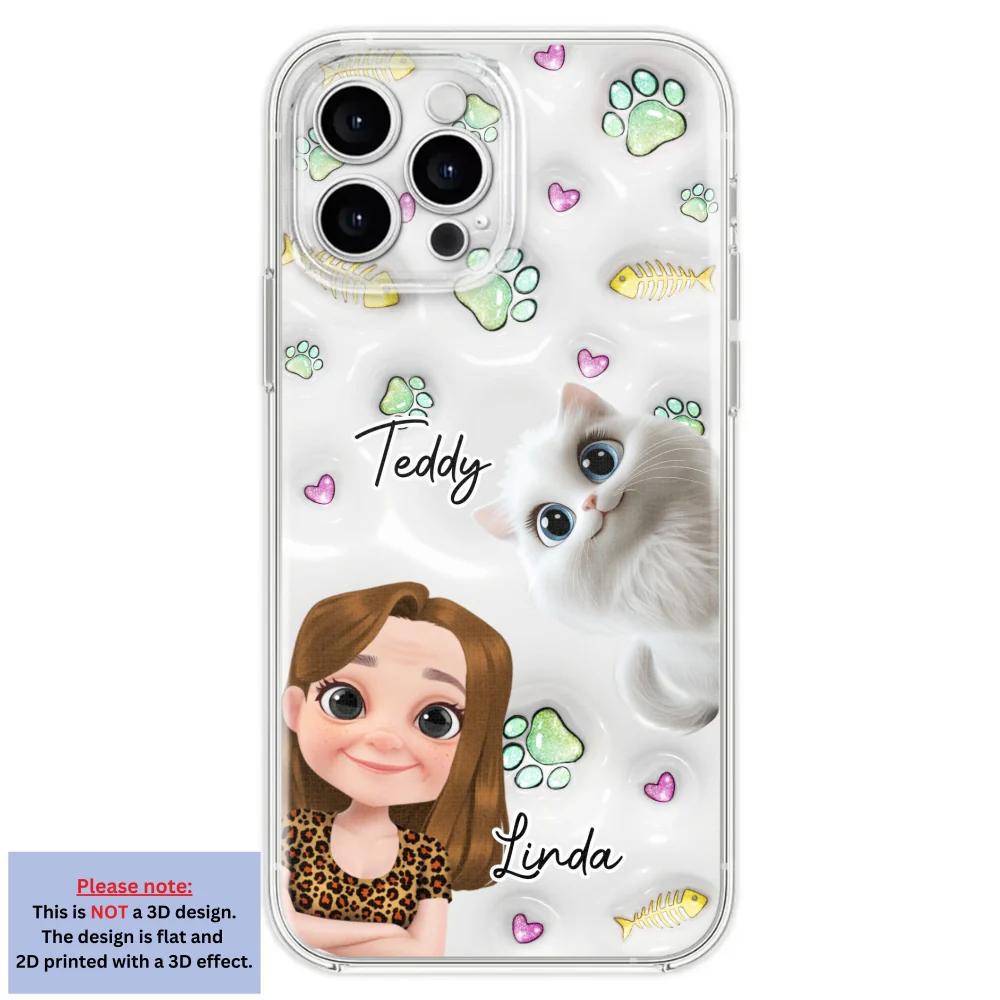 Lovely Human And Her Cats - Personalized Custom 3D Inflated Effect Phone Case - Image 26