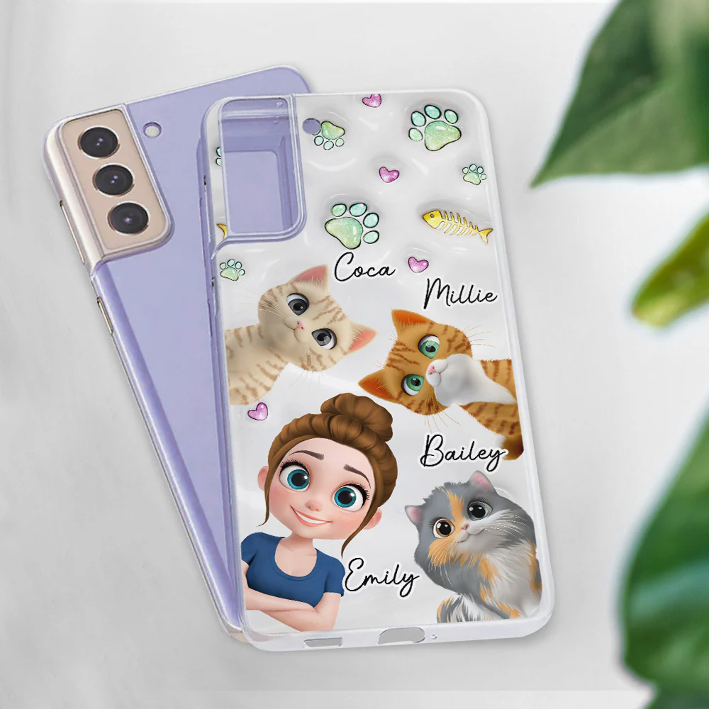 Lovely Human And Her Cats - Personalized Custom 3D Inflated Effect Phone Case - Image 27