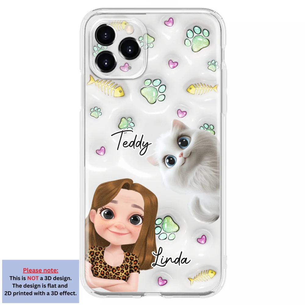 Lovely Human And Her Cats - Personalized Custom 3D Inflated Effect Phone Case - Image 9