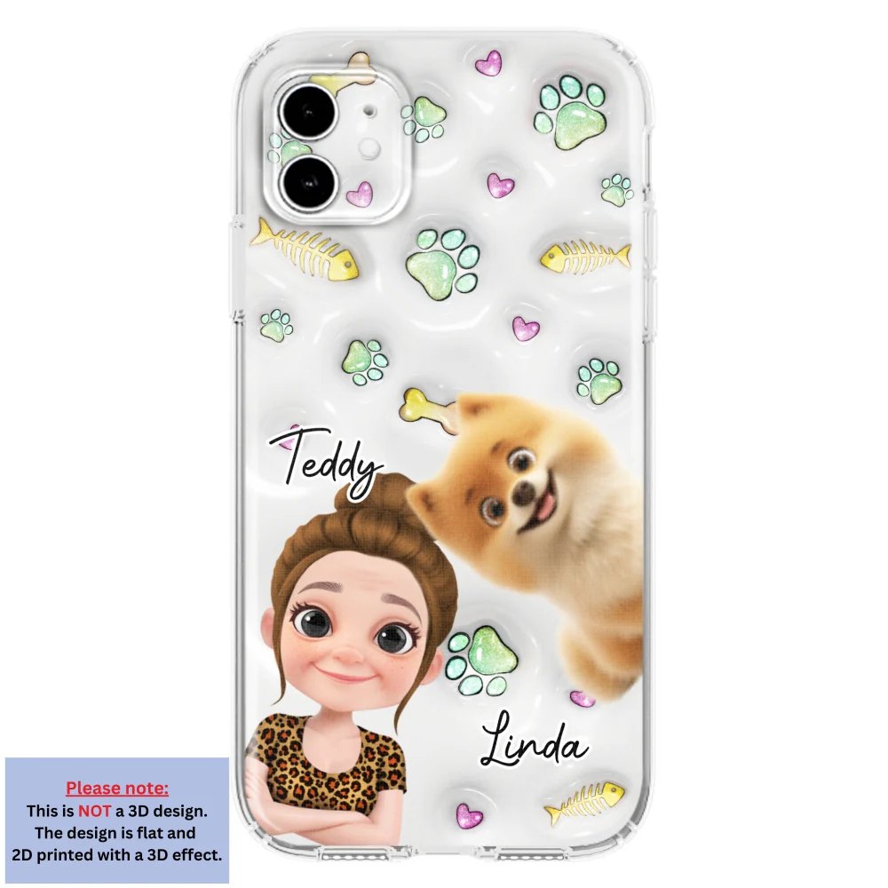 Lovely Human And Her Pets - Personalized Custom 3D Inflated Effect Phone Case - Image 10