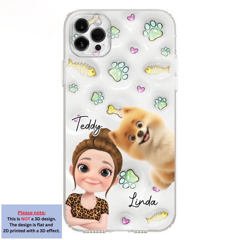 Lovely Human And Her Pets - Personalized Custom 3D Inflated Effect Phone Case - Image 11