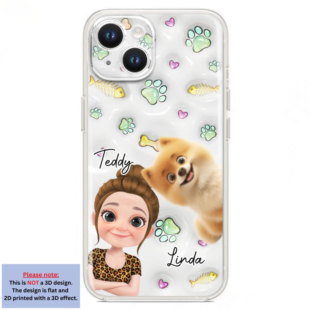 Lovely Human And Her Pets - Personalized Custom 3D Inflated Effect Phone Case - Image 16