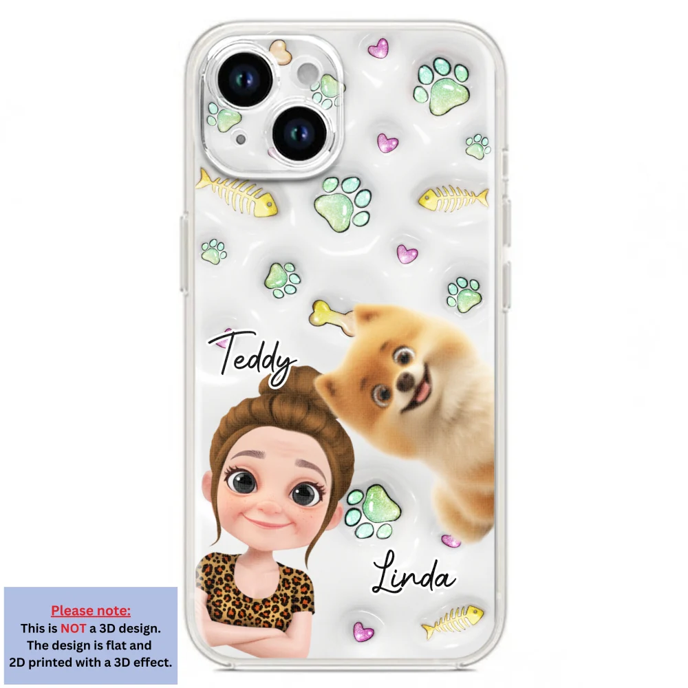 Lovely Human And Her Pets - Personalized Custom 3D Inflated Effect Phone Case - Image 17