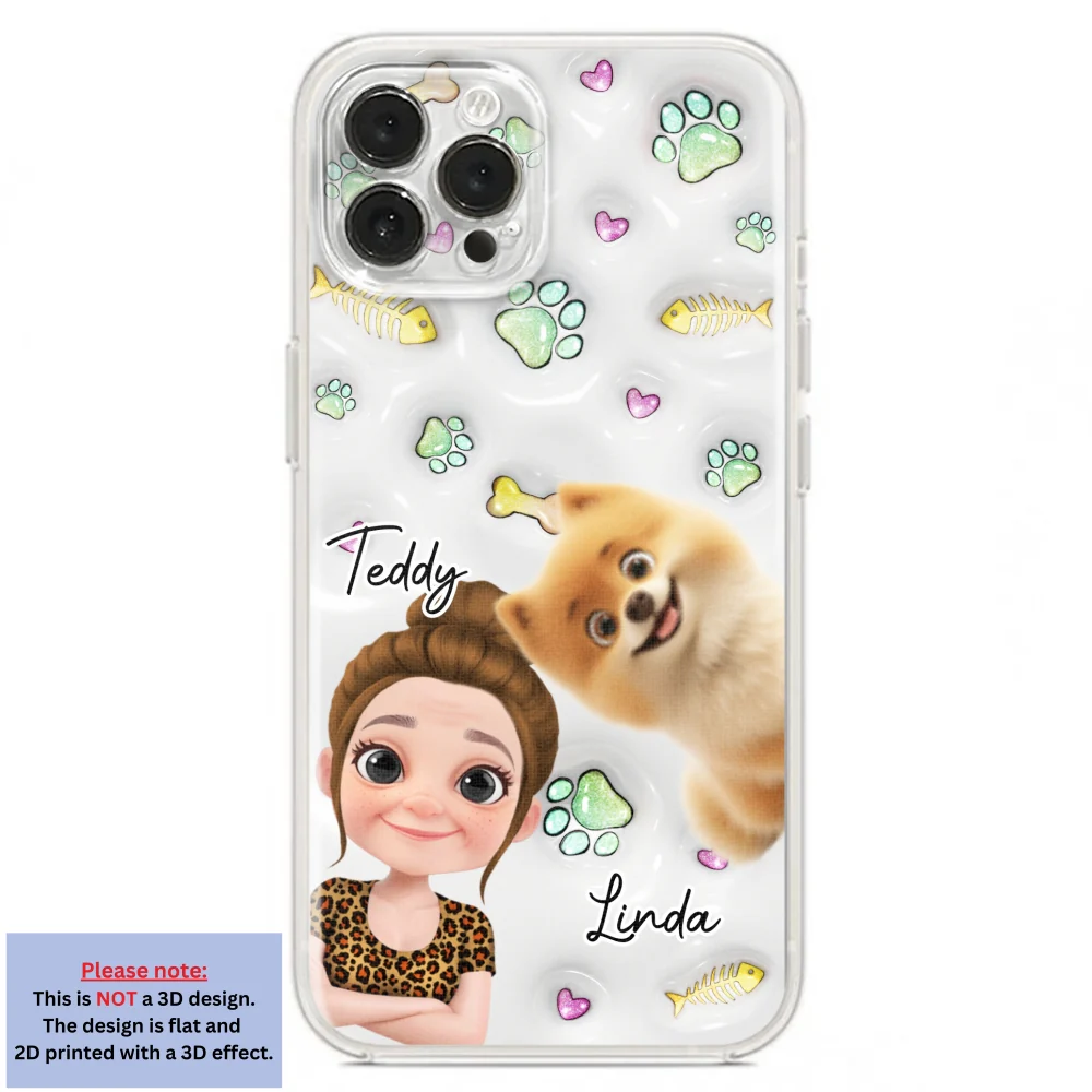 Lovely Human And Her Pets - Personalized Custom 3D Inflated Effect Phone Case - Image 18