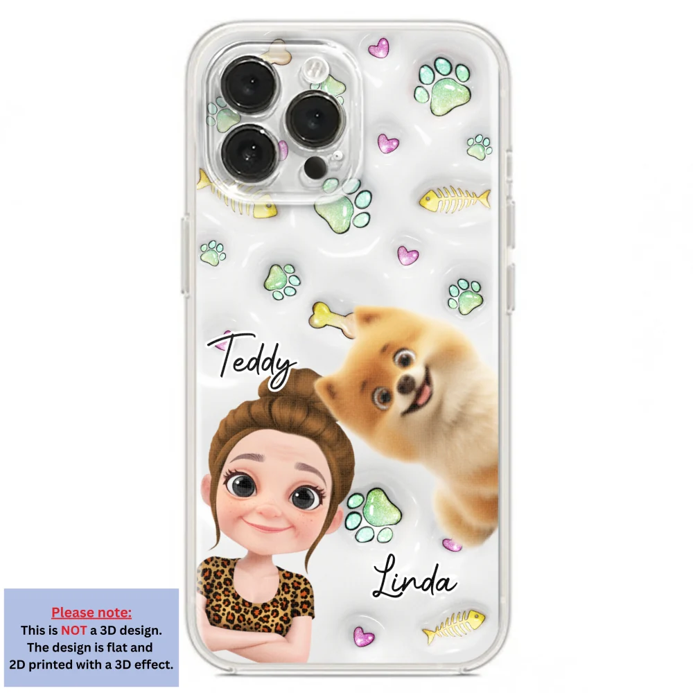 Lovely Human And Her Pets - Personalized Custom 3D Inflated Effect Phone Case - Image 19