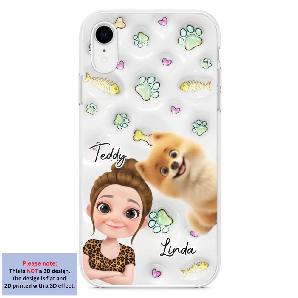Lovely Human And Her Pets - Personalized Custom 3D Inflated Effect Phone Case - Image 22